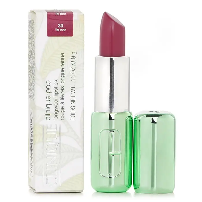 CLINIQUE Pop Longwear Nourishing Shiny Lipstick Gloss, Makeup Lip Color with Primer - #30 Fig Pop