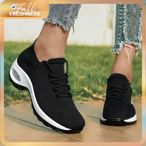 Women‘s Plain Lace Up Round Toe Wedge Sneakers,Designer Shoes,Casual Comfortable Letter Label Decor Athletic Sports Shoes for Women,Running Wedge Trainer,Back To School Closed Walking Shoes sporty sneakers,1862 -4