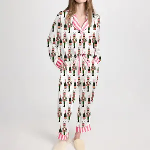 Bucket Nutcracker Print Satin Pajama Set For Women - SHESHOW