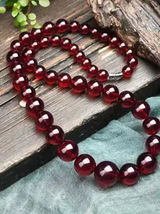 Amber Beaded Necklace, Elegant Beaded Necklace for Women & Men, Fashion Jewelry for Party, Daily Clothing Decor, Trendy All-match & Exquisite Jewelry for Birthday Gift