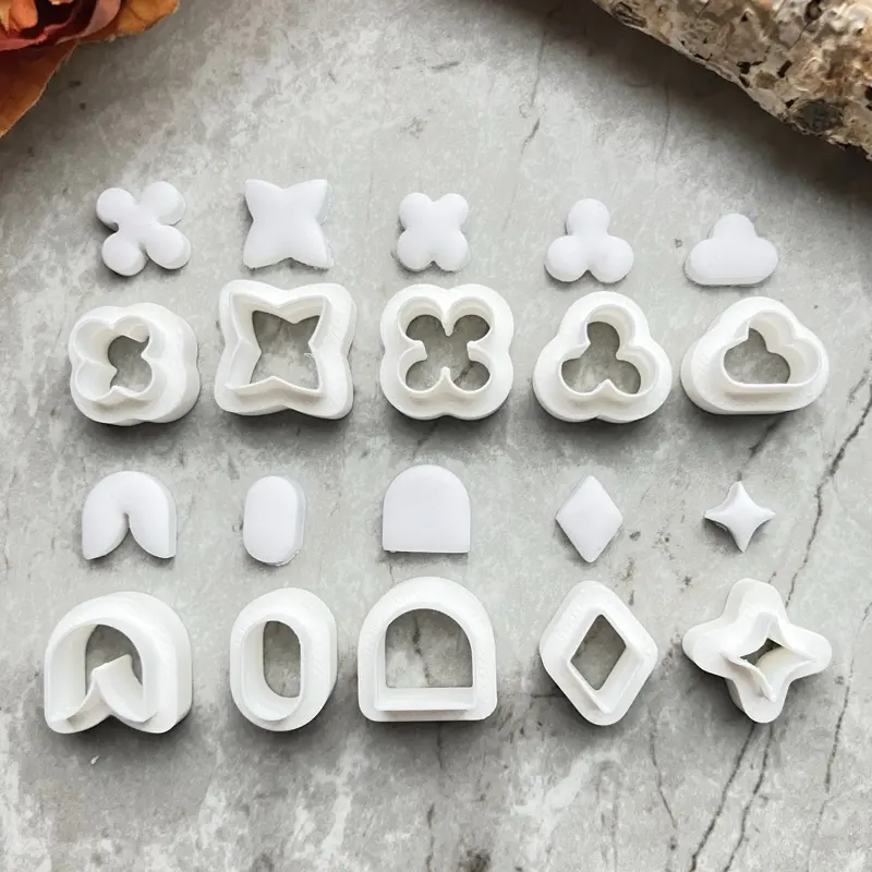 Basic Shapes Stud Clay Cutter Set – Geometric Polymer Clay Earring Tools - Bracelet or Necklace Charm Cutters