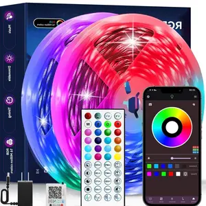 100FT Smart led lights RGB led light bedroom with 44 Keys IR Remote, App Control, Music Sync, Timer & Dimmable Brightness,Flexible adhesive design for bedroom & gaming room. Perfect ideal present for family, led lights bedroom