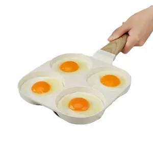 Four Egg Frying Pan, Egg Pan Non Stick Omelette Pan, Suitable for Gas Stove Induction Cookware, Food Grade Granite Mini Egg Cooker Pan for Breakfast