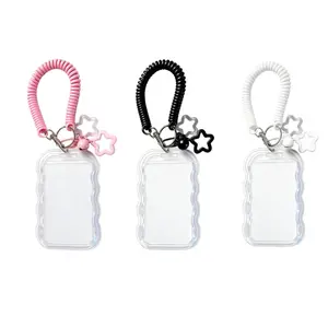 3PCS Retractable Plastic Card Holder with Keychain Durable Transparent Student ID and Pass Card Holder - Includes Sliding Cover, Keychain, and Meal Card Holder for Easy Card