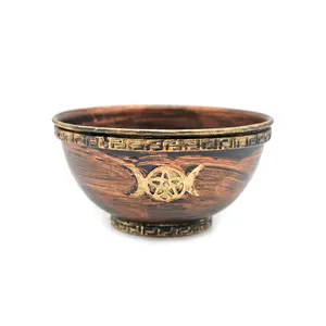 Triple Moon Metal Brown Smudge Bowl
