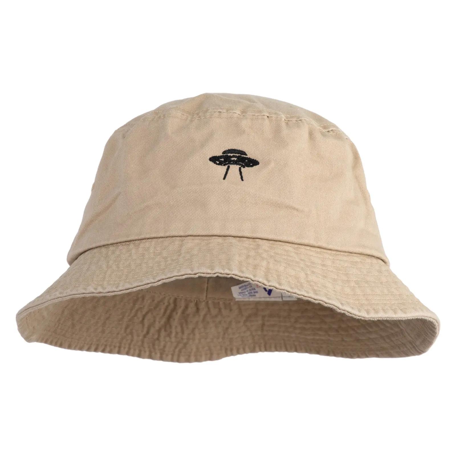 Simple UFO Design Embroidered Unisex Multipurpose Crushable Cotton Twill Bucket Hat