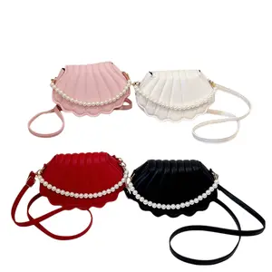 2026 New Arrival Pearl Seashell Crossbody Bag for Women, Embossed Shell Shaped Shoulder Purse with Adjustable Strap, 3 Ways to Wear as Crossbody / Shoulder / Underarm Bag, Decorative Pearl Trim Handbag