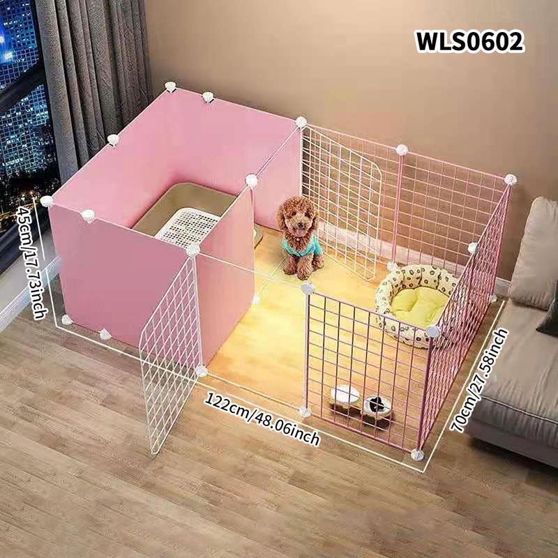 Pet Fence Dog Isolation Free Combination Indoor Small Dog House with Toilet Area Home Fencing Dog Cage, Portable Pet Enclosure for Dogs, Durable Puppy Playpen