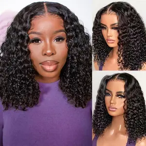 Deep Wave Bob Wig Human Hair 13x4 HD Lace Front Curly Bob Wigs Glueless Pre Plucked Pre Cut 4x4 HD Lace Closure Water Wave Bob Human Hair Wigs