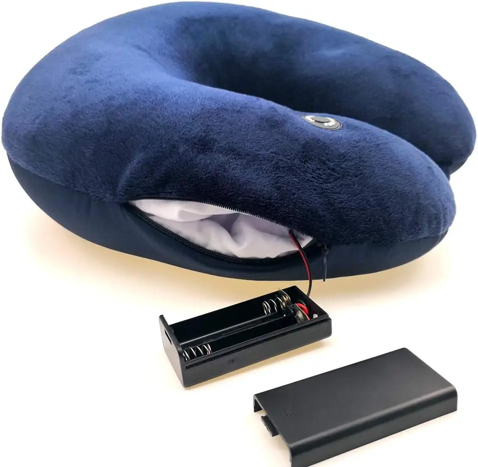 Vibrating  Pillow Massage  for Traveling  Rest Portable  Pillows for    for Parents, Deep Blue