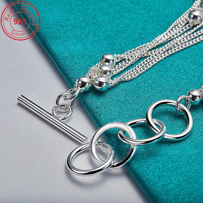 Six Chain Sterling Silver Grape Bead Bracelet - Elegant Design for Daily Wear and Parties - Perfect Gift for Women's Charm Jewelry