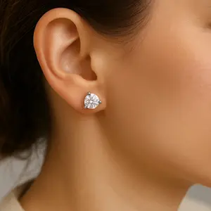 3ctw lab grown diamond stud earring| IGI certified|14k white gold| 3 prong setting|1.5ct each