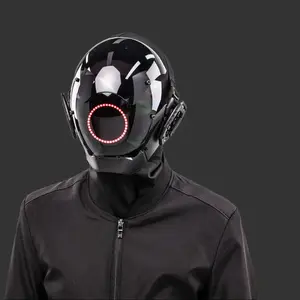 COSTRIBE Red LED Futuristic Mask,Halloween Mask, Rechargeable Punk Techwear Accessory for Rave Halloween outdoorfun