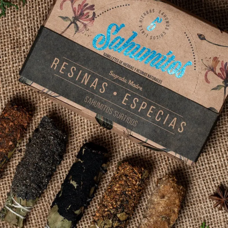 Handmade Eco-Friendly Aromatic Cleansing Resin & Spices Incense Smudge Sticks, 5ct 2oz, Non-Aerosol Non-Chemical Assorted Scents - Cinnamon/Anise, Copal, Estox, Myrrh-Palo Santo, Home Fragrance for Meditation