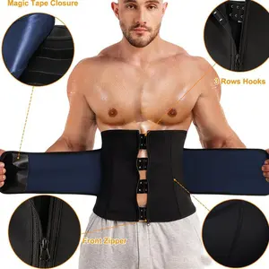 Springtok Men's Compression Waist Trainer Belt with Magic Tape Closure & Front Zipper Fitness Sweat Band for Gym Home & Outdoor Workouts Body Shaper