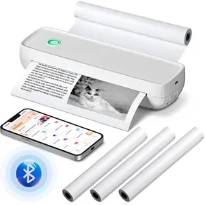 Portable Wireless Thermal Printer, Supports 8.5"x11" US Letter & Legal, A4 & A5 Paper, Bluetooth Connectivity with 3 Rolls of Thermal Paper, Compatible with Android, iOS, and Laptops for Office, Home, and Car Use