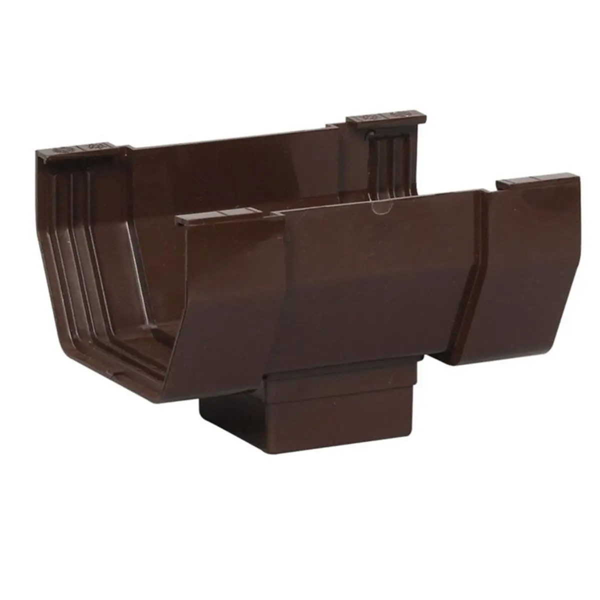 Amerimax Home Products 5 in. Contemporary Vinyl Gutter Center Drop Outlet, Brown, with Tri-Seal Flexible PVC Gaskets, Foundation Protection, Prevents Foundation Damage, Withstands Extreme Temperatures