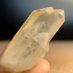 Arkansas Golden Honey Quartz Point Cluster — Double Twin Formation (Four Terminations)