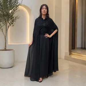 Luxury Abaya - Elegant Caftan with Gold Embroidery and Flowing Design for Special Occasions Butterfly Style with Beaded