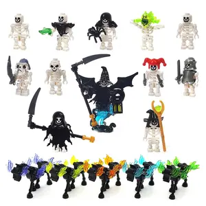 Halloween Skeleton Army Mini Doll Building Blocks DIY Assembled Building Blocks Character Doll Skeleton Horse Ornaments Toy