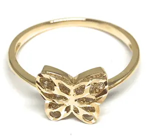 10k Solid Gold Yellow CZ Butterfly Ring (FC 61)