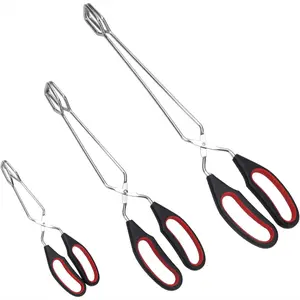 Premium Cooking Tongs - Heat-Resistant Stainless Steel Kitchen Tongs with Silicone Tips for Cooking, Grilling, and Serving - Non-Slip Grip and Locking Mechanism