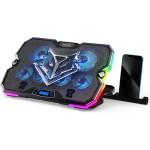 Upgrade Laptop Cooling Pad A13,RGB Lights Laptop Cooler 6 Fans for up to 15.6 Inch Laptops,10 Modes Light, 7 Height Stands, 2 USB Ports - Blue