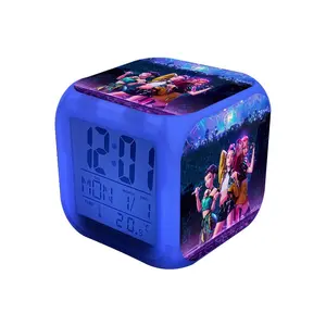 Cute Cartoon Girl Group Clock — Home & Kids' Alarm Clock, Colorful Digital Display, Bedside Night Light, Electronic Luminous Clock