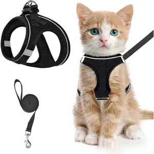 Adjustable Cat Harness Soft Mesh Vest with Reflective Strip Design Breathable Anti-Escape for Small Dogs Cats Puppies Kittens