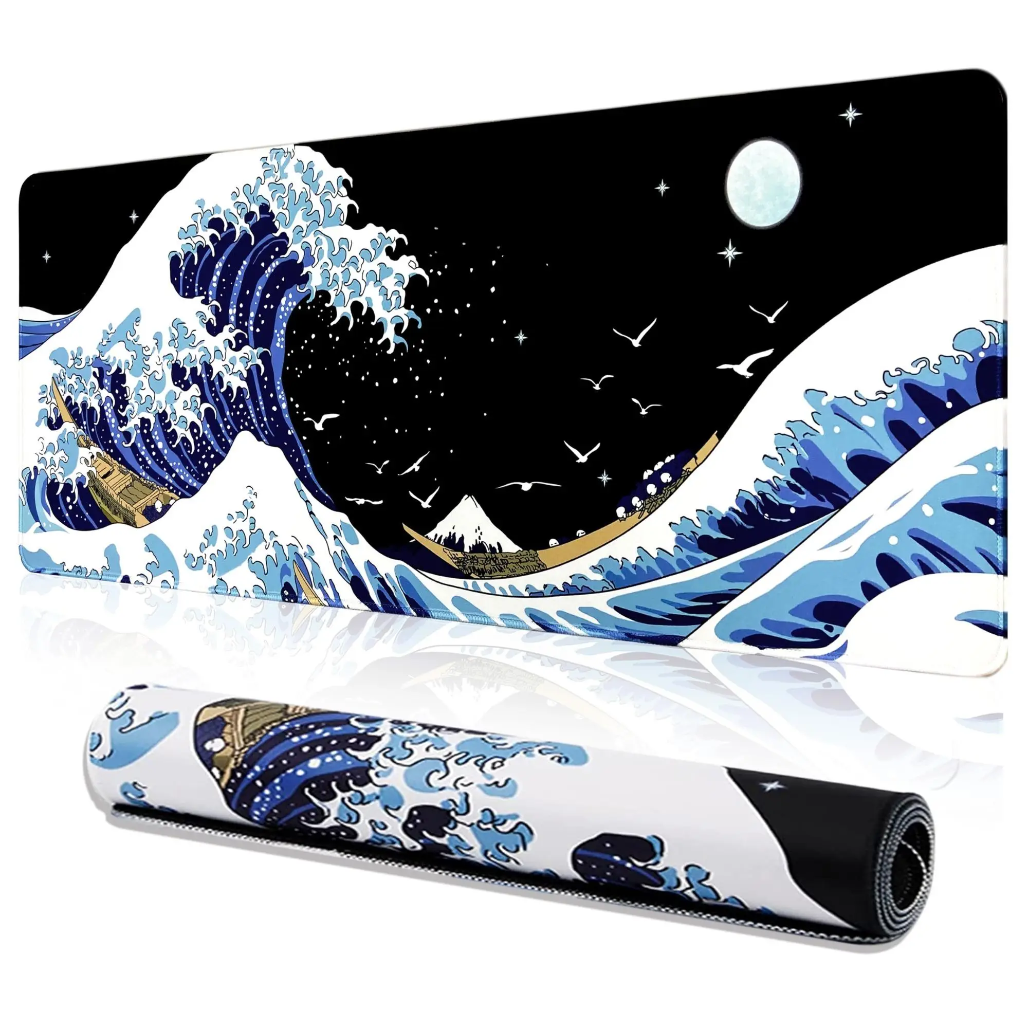 Washable Wave Pattern Extended Mouse Pad, 1 Count Rectangle Non-slip Gaming Mouse Pad for Desktop Laptop, Office Desk Mat For Home Office Desk