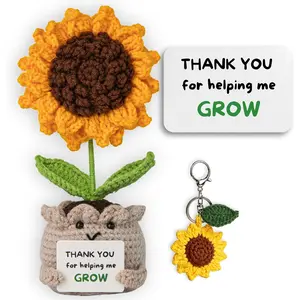 for Mom – Positive Sunflower Crochet Doll, Thank You for Helping Me Grow Gift, Cute Inspirational Handmade Style Sunflower Plush for Mom, Appreciation Gift for Women