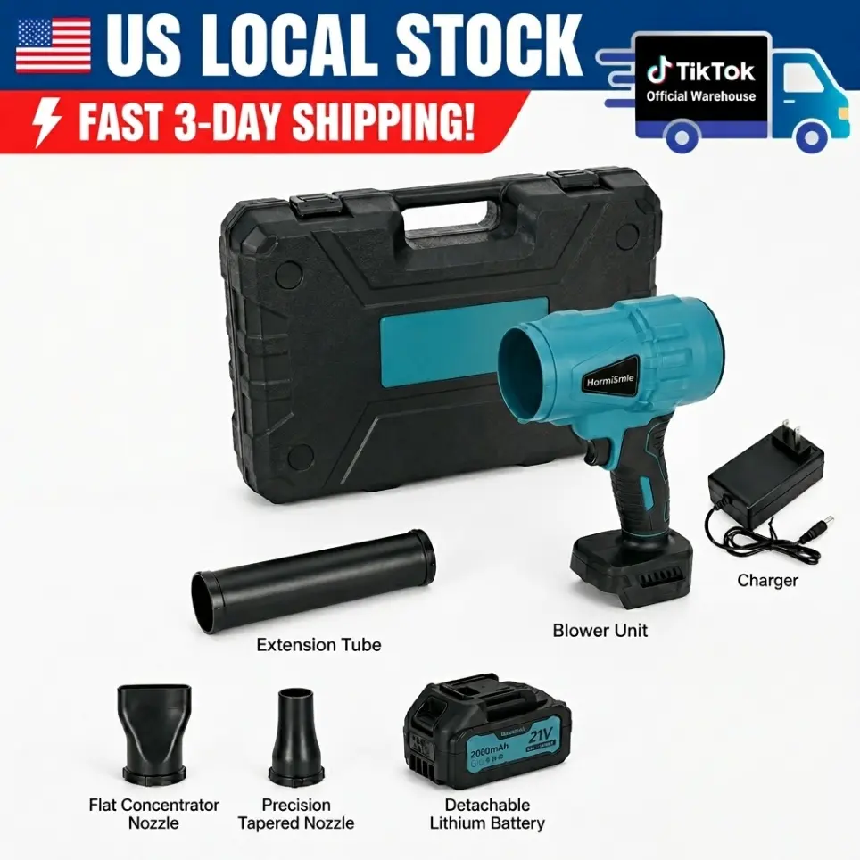 【2026 Upgraded ProMax】21V Cordless Turbo Jet Blower Complete Set, High-Velocity 3-in-1 Violent Fan Air Duster with Pure Copper Motor, Handheld Snow Removal Gadget & Car Drying After Wash Multi Tool Kit