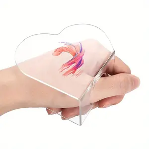 1pc Acrylic Heart-shaped Nail Palette Transparent Handheld Nail Palette, Heart Shape Foundation Art Palette Nail Art Palette Hand-held Manicure Tool