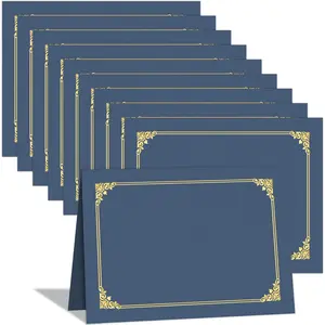 10 Pack Navy Blue Certificate Holders Diploma Document Award Covers, Certificate Folders with Gold Foil Border for 8.5x11 Letter Size