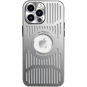 Designed for iPhone 12/13/14/15/16 Pro Max case, [MagSafe compatible] [military drop & camera lens protection], luxury aluminum alloy heat dissipation logo view shockproof cover