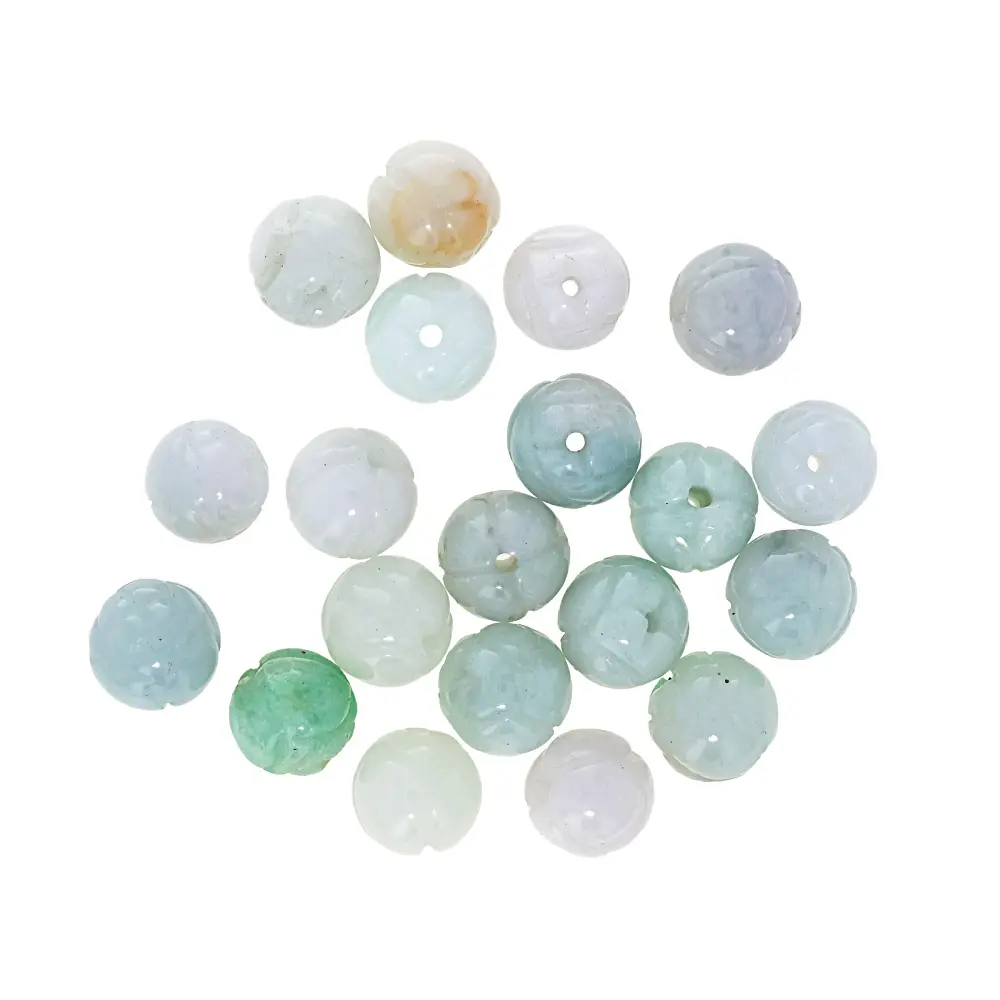 JTV Jadeite 9mm Hand Carved Lotus Bead Set of 20 JTV Jadeite 9mm Hand Carved Lotus Bead Set of 20
