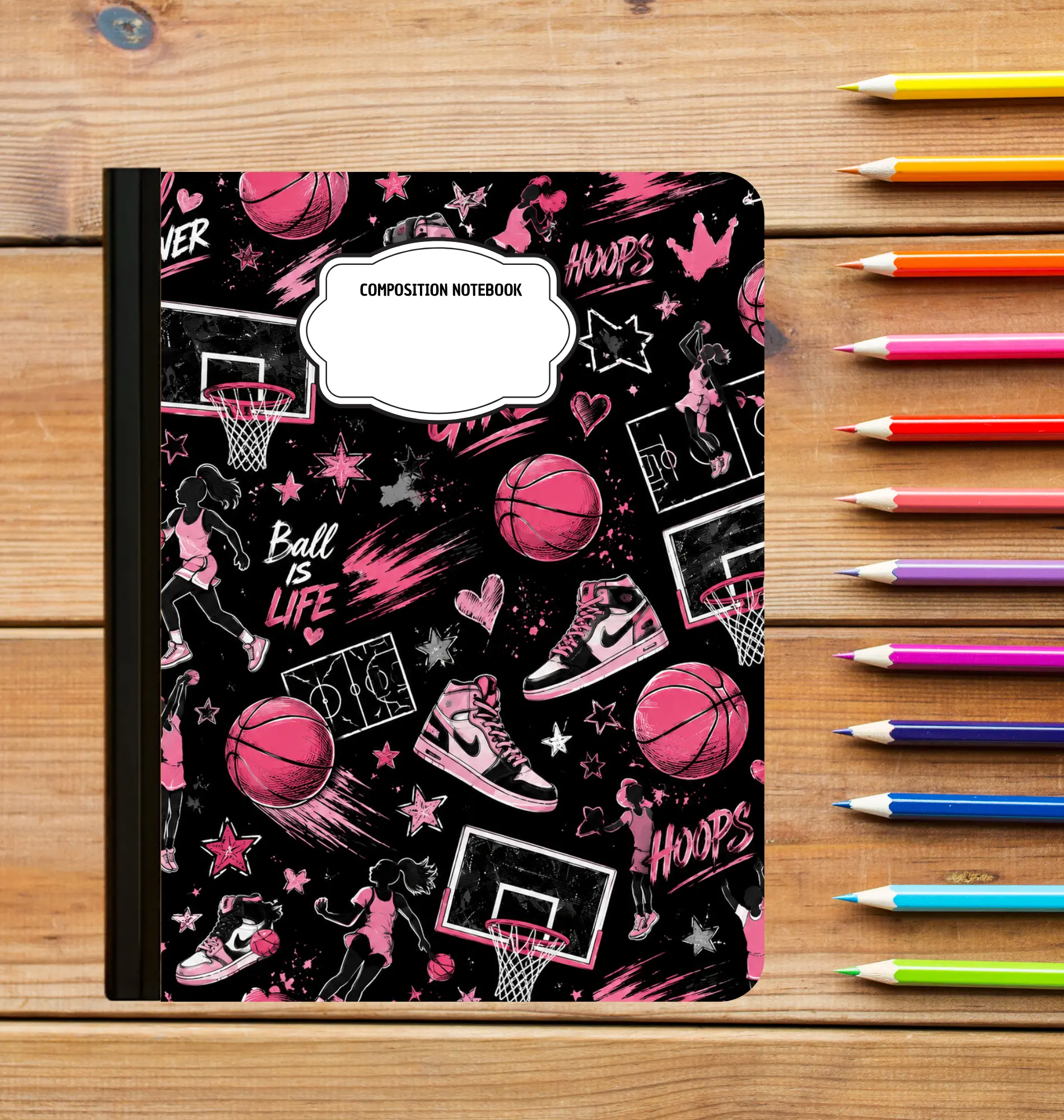 Composition Book - Basketball Pink