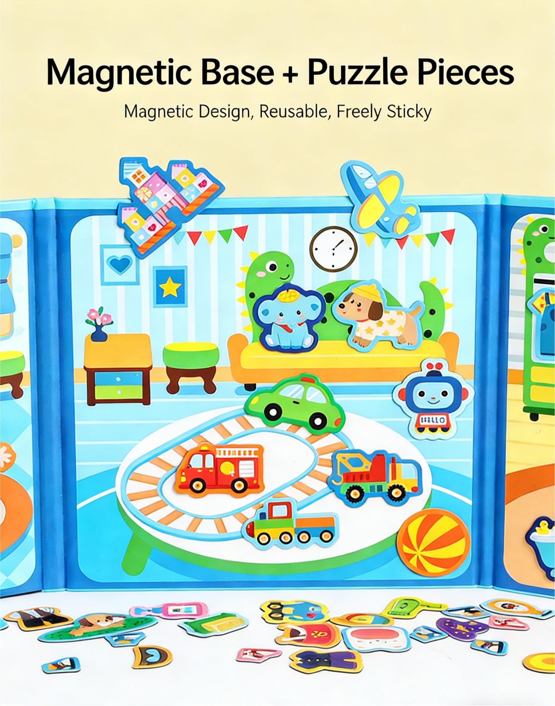 Magnetic Quiet Book for Toddlers 3-5 - Montessori Busy Book with Stickers, Educational Preschool Learning Activity Toys, Travel & Birthday Gifts for Kids