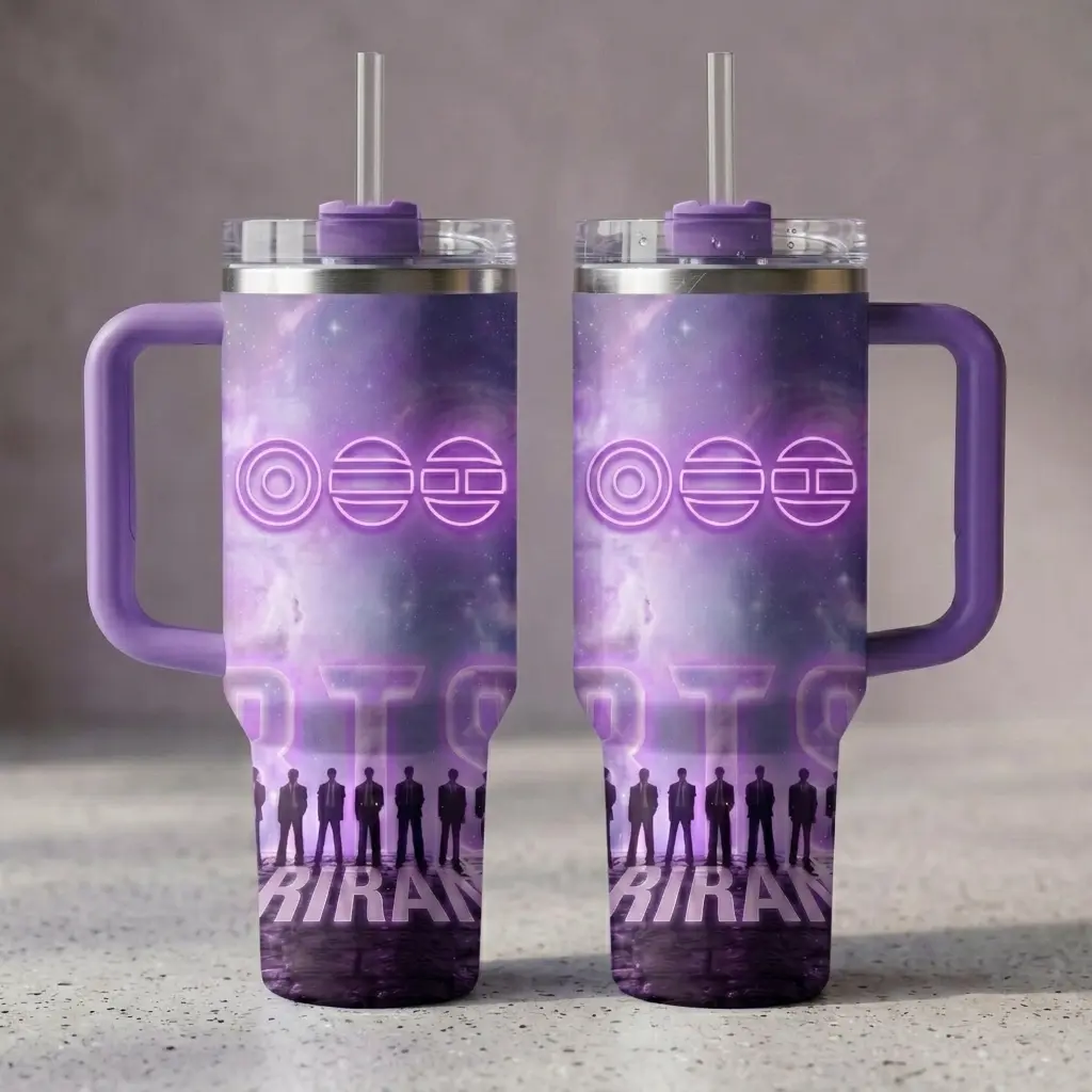Kpop Inspired 40oz 30oz 20oz Tumbler Cup – Boy Band Fan Gift, Insulated Travel Mug with Straw Lid, Aesthetic Idol Design