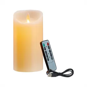 LED Candles, Flickering Flameless Candles, Rechargeable Candle, Real Wax Candles with Remote Control,12.5cm A