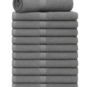 Magic Cleaning Cloth -Hand Bath Towels, 100% Cotton - Multipurpose - Commercial Grade | Grey - Cleaning, Bathroom, Kitchen, Spa, Gym, Salon, Restaurants (12 Pack, 16 x 27 inches) by American Towels & Linens (Grey)