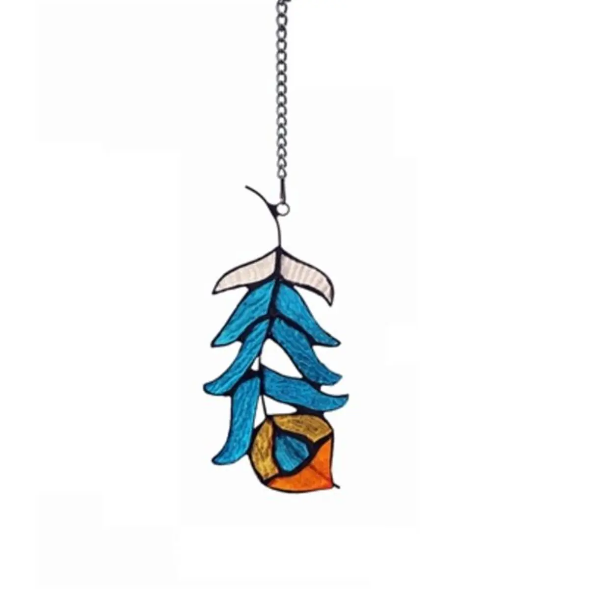 Chloe Lighting CH1P607BL07-FTA 7 in. Feather Tiffany-style Stained Glass Window Panel