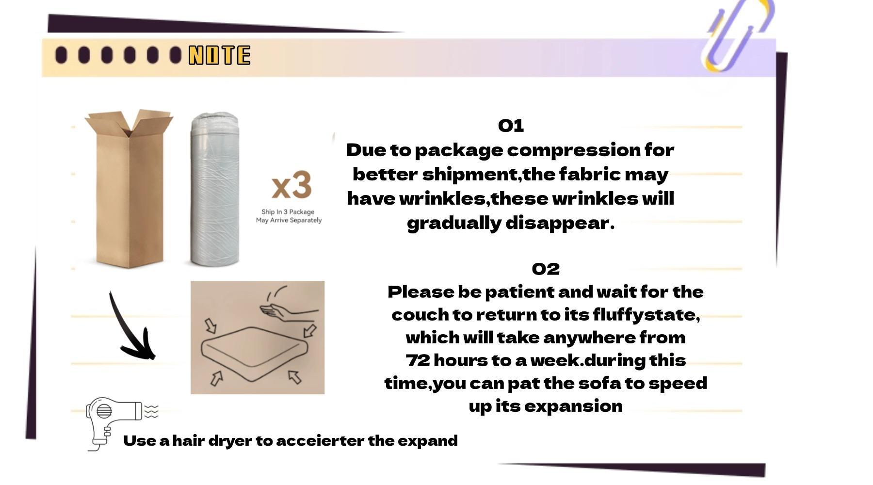 【3 Packages shipping】131'' U Shaped Sectional Couches with Chaise Lounge, No Assembly Required Deep Seat Modular Cloud Sofa for Living Room 1PCS, Bedroom