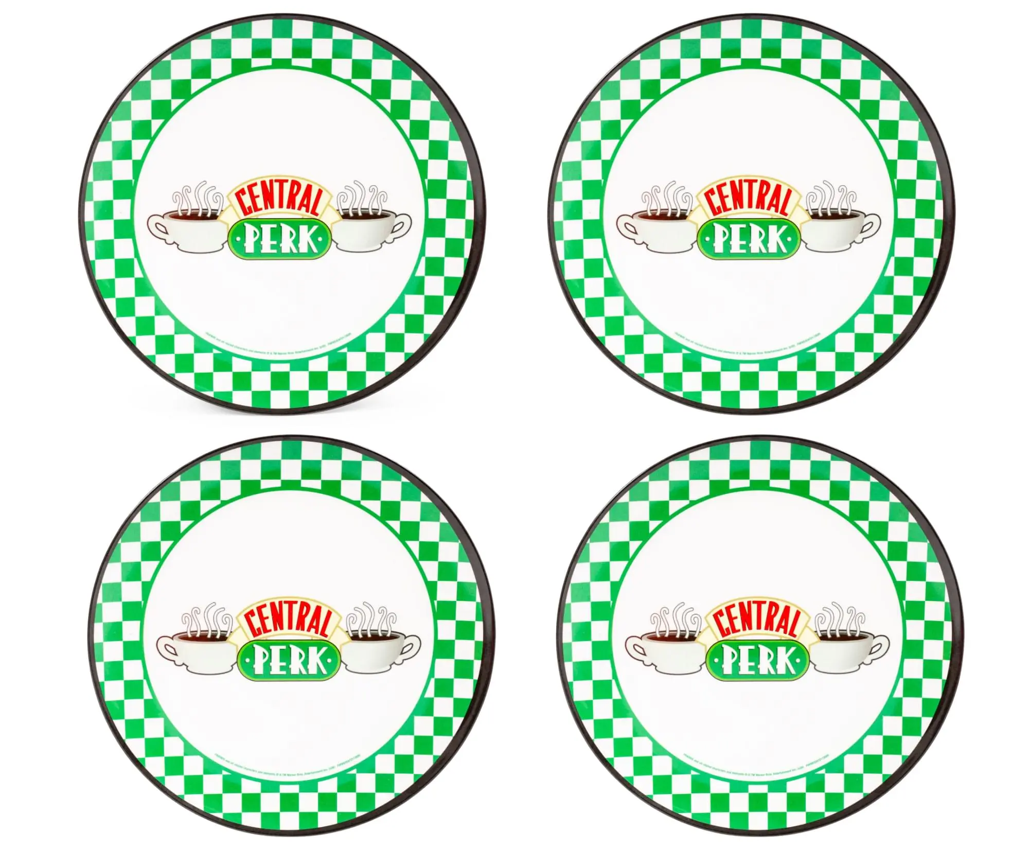 Friends Central Perk Checkerboard Logo 10-Inch Melamine Dinner Plates | Set of 4
