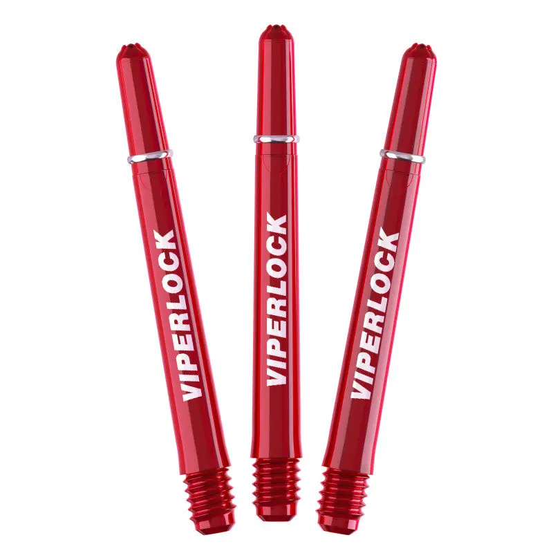 Red Polycarbonate Dart Shafts, In-Between Length, 3 Pack - Shatter-Resistant with Aluminum Locking Rings for Balance and a Smooth Trajectory, Darts, Path, Stability