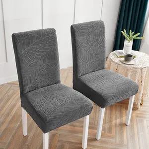 Elastic Jacquard Leaf Pattern Dining Chair Cover, Detachable Full Coverage Chair Protector, Home Restaurant Hotel Parsons Chair Dustproof, Easy Maintenance, Versatile Usage, Universal Chair Cover, Washable Slipcover, Chair Cover Set