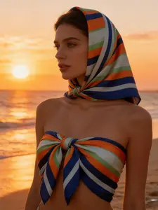 2-in-1 Satin Floral Headscarf & Tube Top – Versatile Boho Head Wrap & Cropped Bustier for Summer