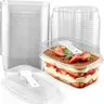 50-Pcs Transparent Disposable Plastic Cake Cups with Lids & Spoons - 8/10/12oz, Round/Oblong/Square Shapes, Eco-Friendly Durable Bakeware Utensils for Party Mini Shooters, Parfait Cups