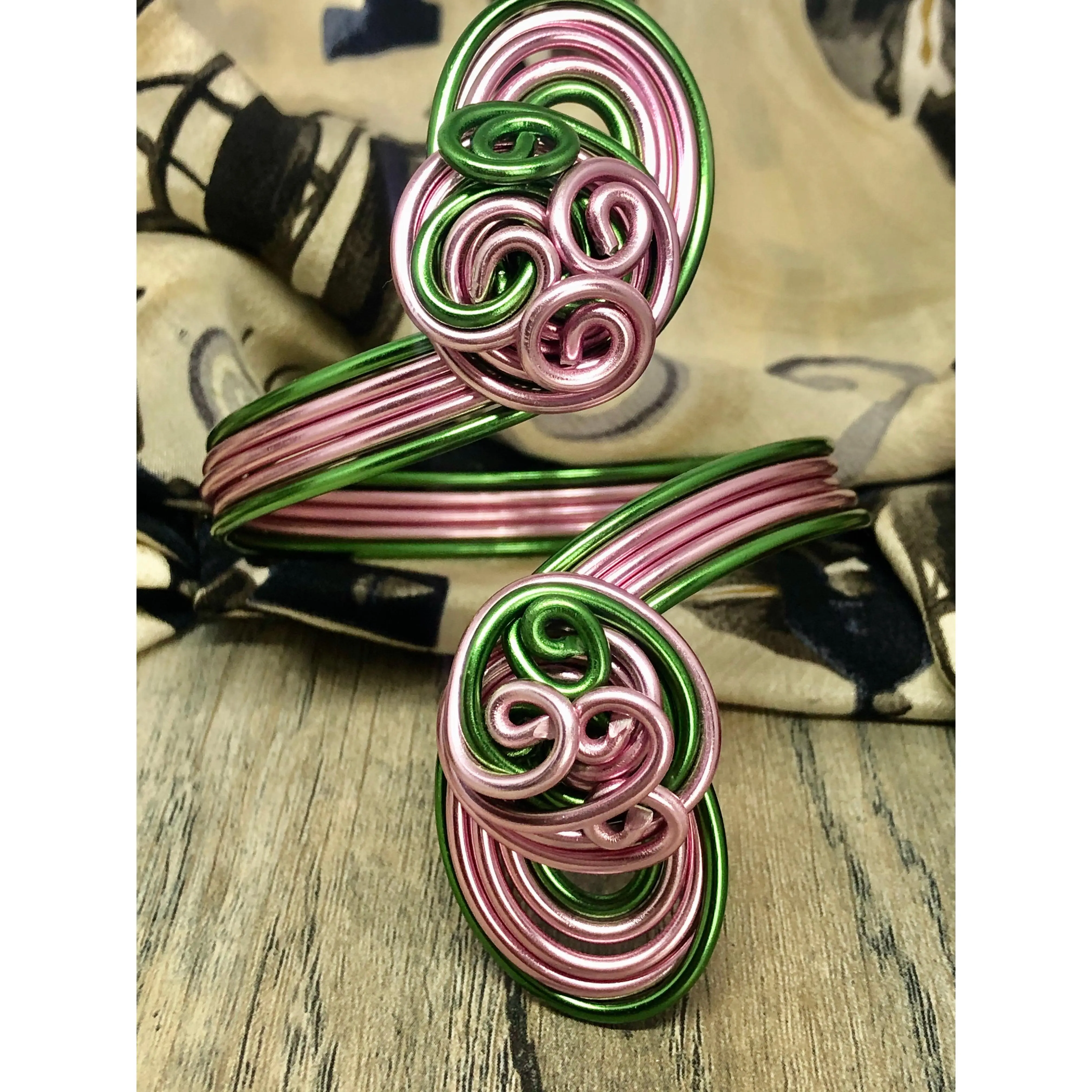 AKA Pink and Green Aluminum Cuff Bracelet