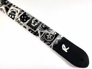Pentagram Spider Cat Tarot Guitar Strap - Spirit Board Guitar Strap -